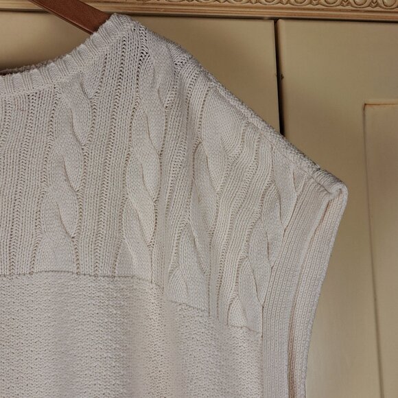CHAPS Denim Women's Heritage Cream Cable Boxy Sweater Vest Sz XL - Picture 3 of 14